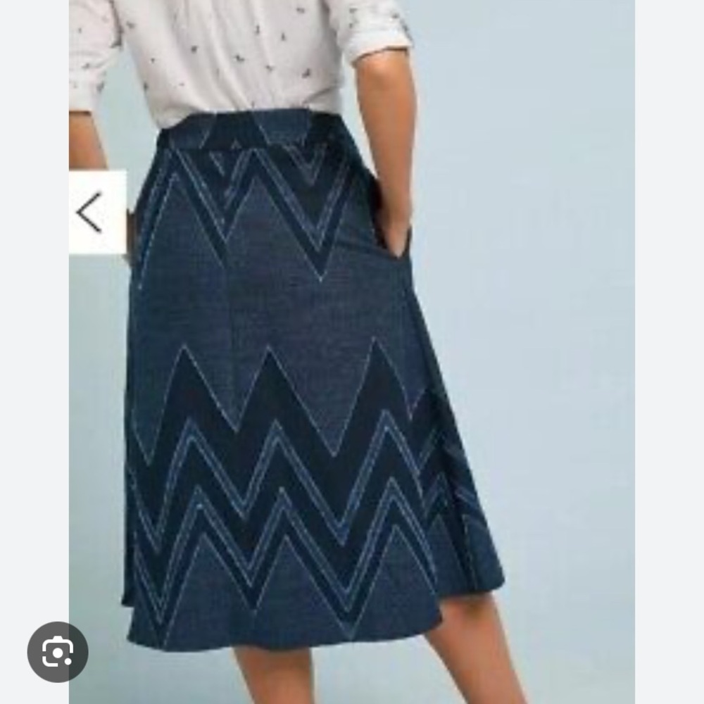 Anthropologie x Eva Franco Textured Chevron Midi Skirt - Picture 2 of 10